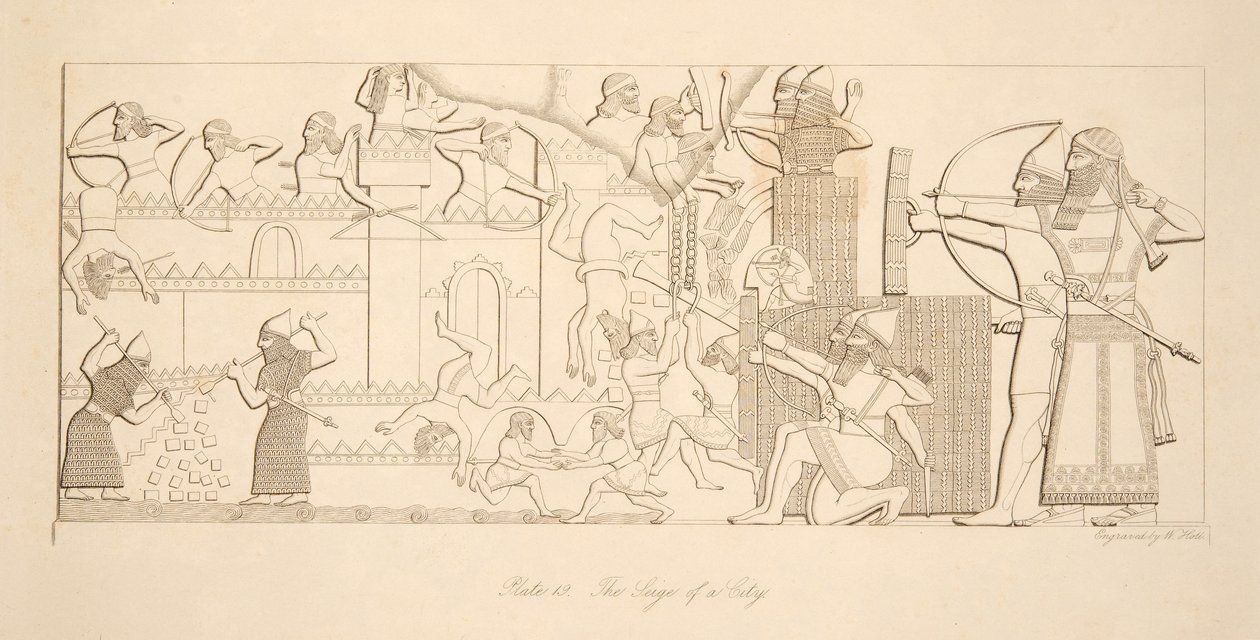 Kaupungin piiritys, Monuments of Niniven pubista. 1849 tekijältä Austen Henry Layard