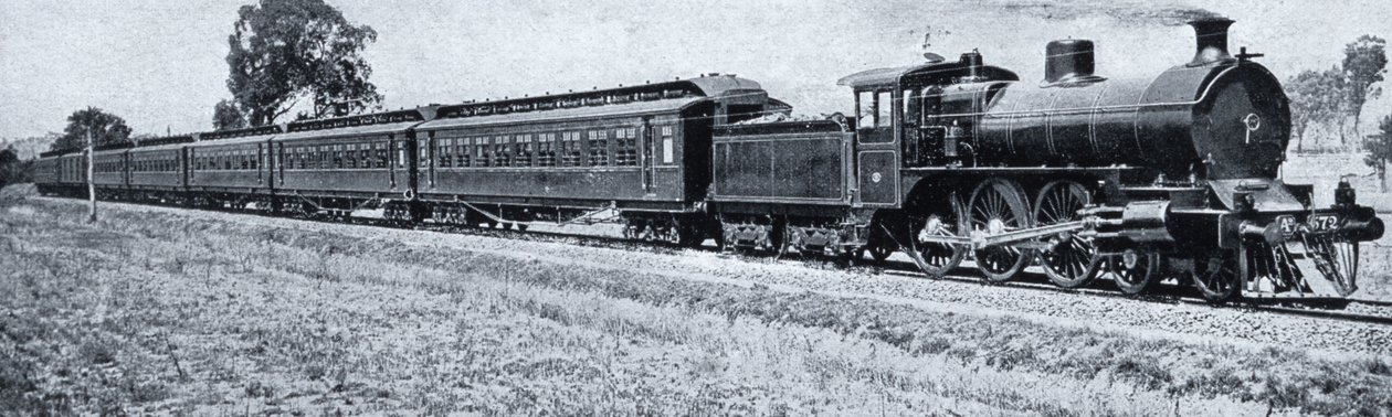 Melbourne-Sydney Express, n. 1900, julkaisusta Under the Southern Cross - Glimpses of Australia, julkaisija Department of External Affairs, Melbourne, 1908 tekijältä Australian Photographer