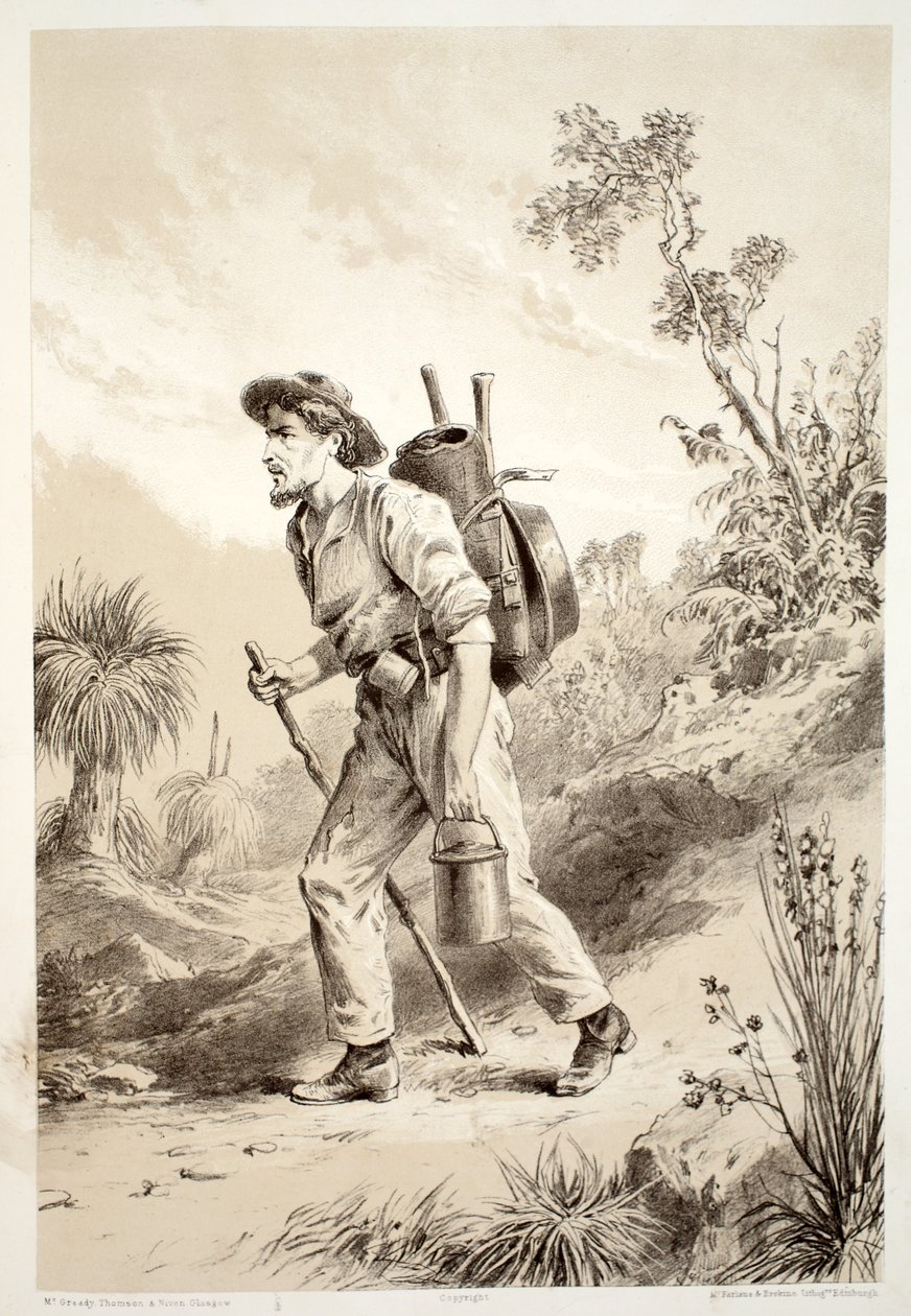 Digger on the Tramp, David Blairin, McGradyn, Thomsonin ja Nivenin Australasian historiasta, 1879 tekijältä Australian School