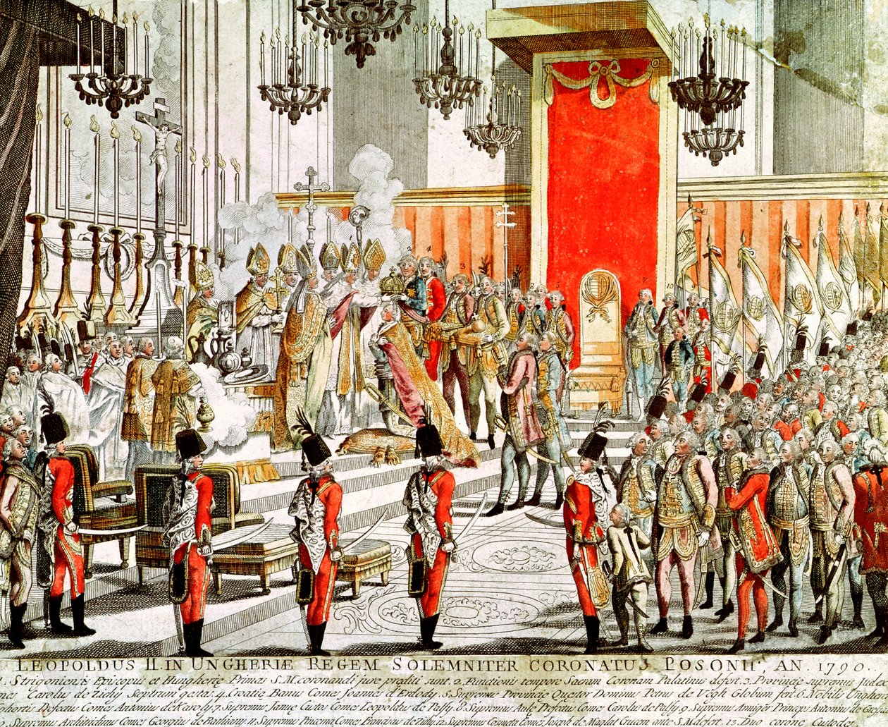 Leopold II:n (1747-92) kruunaus Bratislavassa vuonna 1790 tekijältä Austrian School