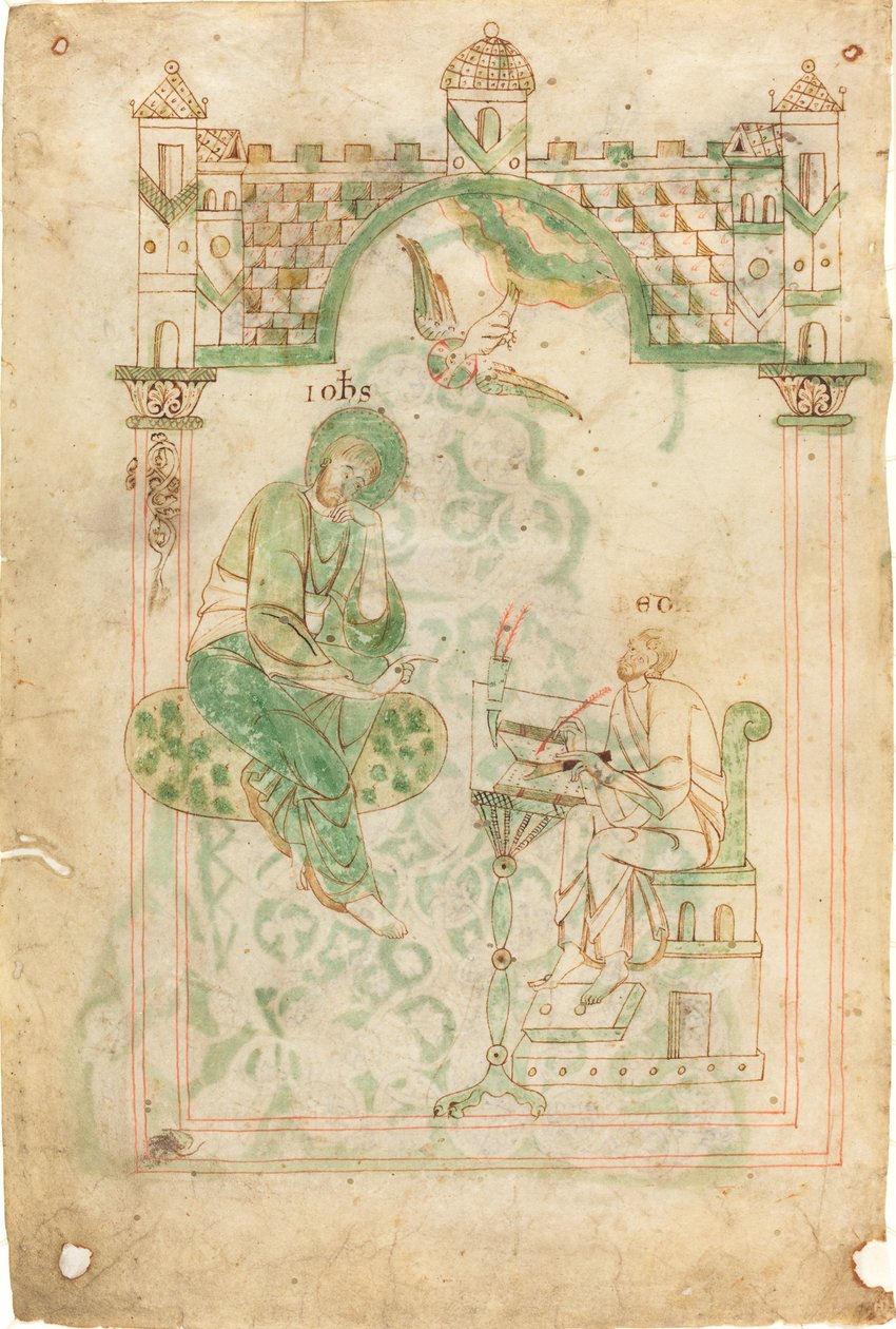 Pyhä Johannes sanelemassa kunnianarvoisalle Bedelle tekijältä Austrian 12th Century