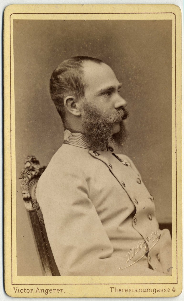 Itävallan keisari Francois Joseph (1830-1916) ja Unkarin kuningas (1867-1916) muotokuva Habsburg-Lotringenin talosta. Valokuva Victor Angererin työpajasta Wienissä. tekijältä Austrian Photographer