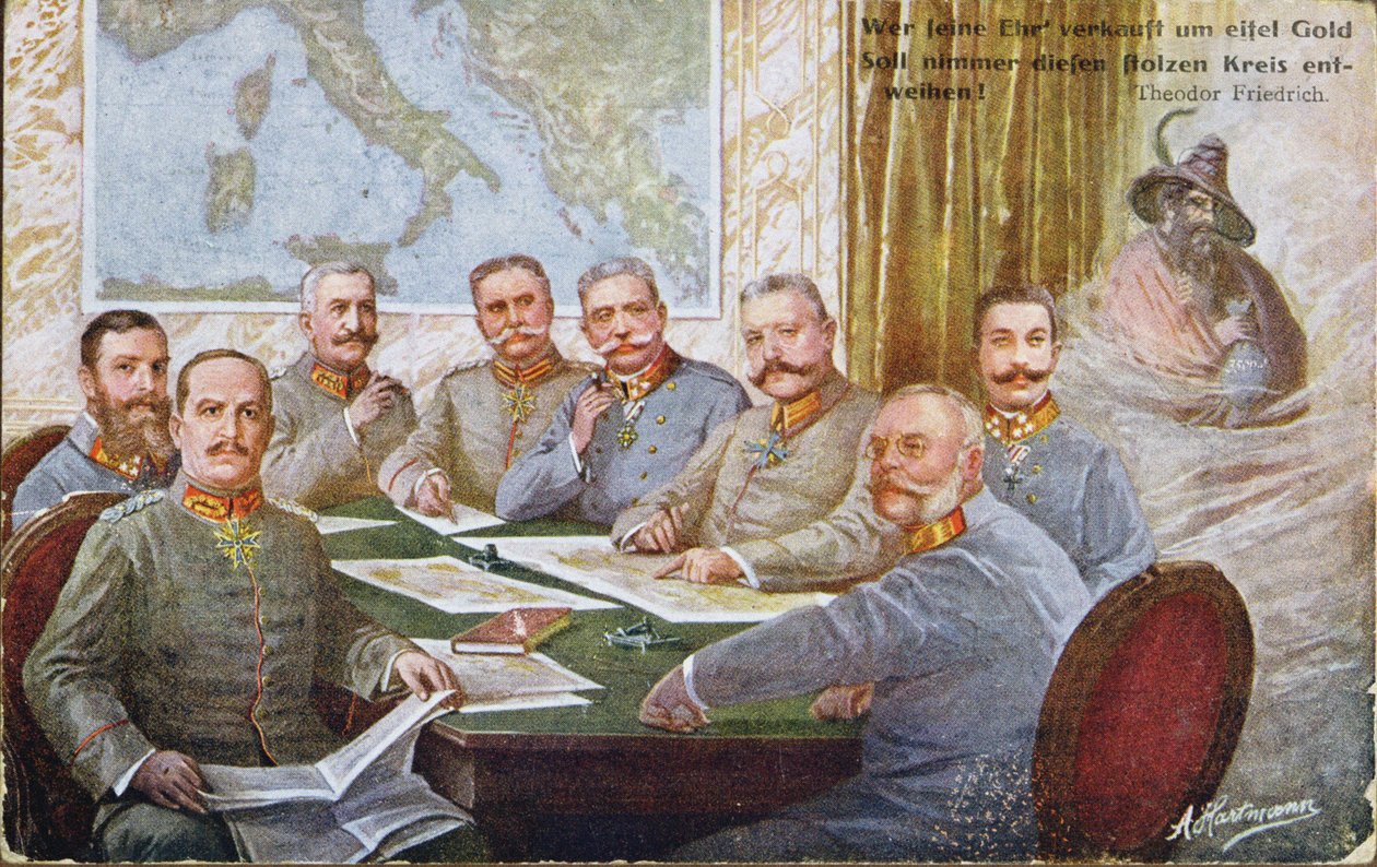 Itävaltalaiset ja saksalaiset kenraalit ja ensimmäisen maailmansodan sotajohtajat, ryhmittyneet Hindenburgin ja Mackensenin ympärille, 1915 tekijältä Austrian School