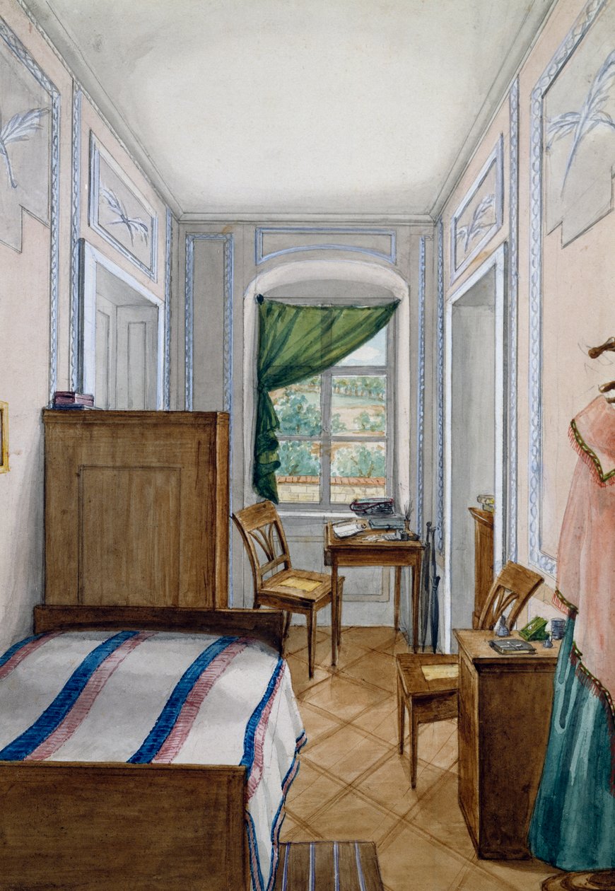 Biedermeier-tyylinen pieni huone, akvarelli, Itävalta tekijältä Austrian School