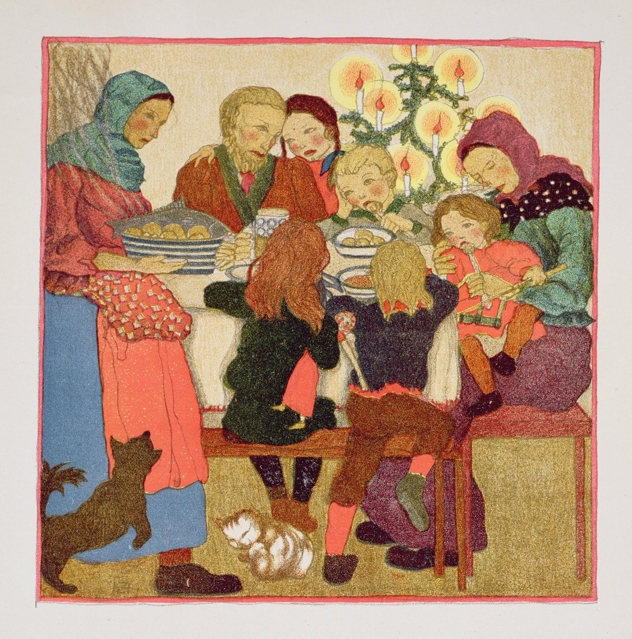 Jouluaaton juhla, noin 1910, kuvasta 