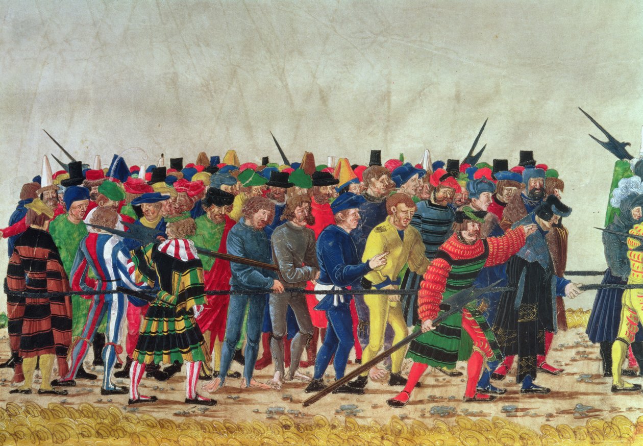 Maximilian I:n (1459-1519) halbarderit vartioivat ranskalaisia vankeja tekijältä Austrian School