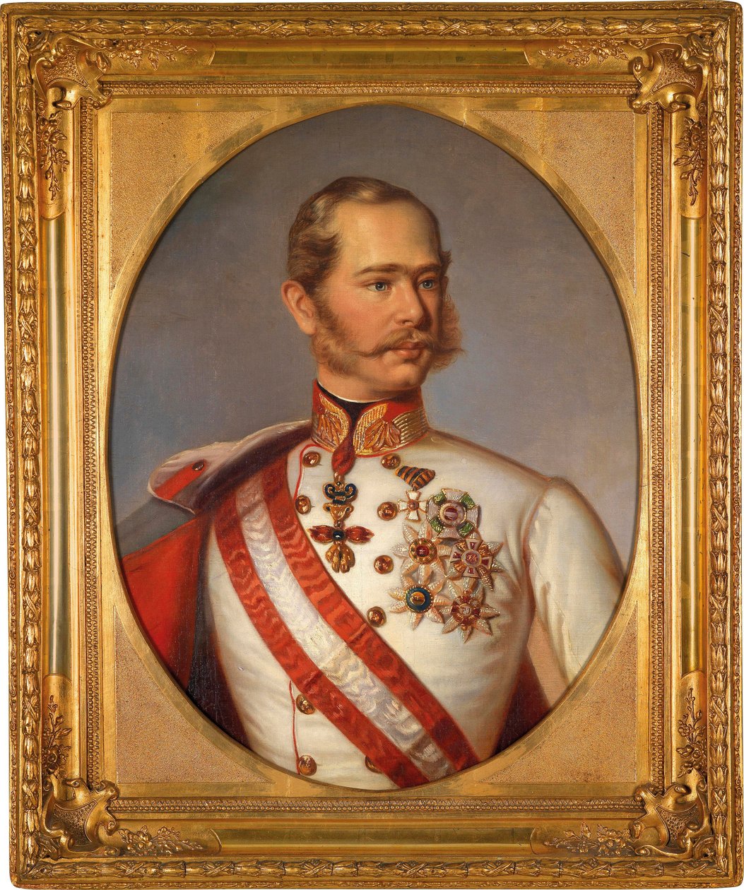 Itävallan Francois Joseph I:n (1830-1916) muotokuva. Hänellä on Golden Fleecen ritarikunnan kunniamerkki. Anonyymi maalaus, öljy kankaalle, noin 1855. Itävaltalainen taide tekijältä Austrian School