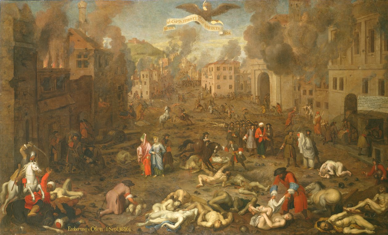 Ofenin myrsky 6. syyskuuta 1686 (öljy paneelissa) tekijältä Austrian School