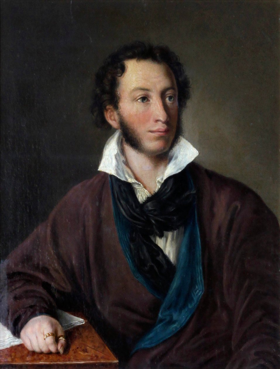 Kirjailija Aleksanteri S. Pushkinin muotokuva 1799-1837 Kopio V. Tropininin mukaan, 1827 tekijältä Avdotya Petrovna Yelagina