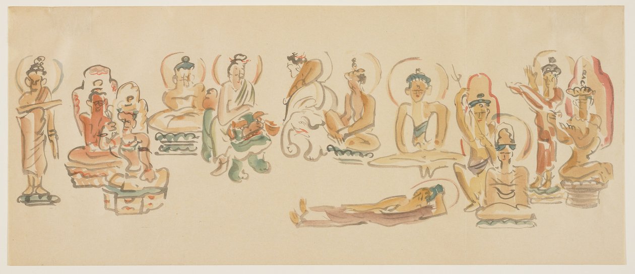 (Asakusa Kannonin temppelin karikatyyrit B), noin 1900. tekijältä Awashima Kangestu