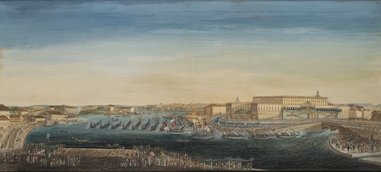 Ruotsin kuninkaan Kaarle XIV Johanin (1763-1844) huutoääni 1818 (guassi kankaalle) tekijältä Axel Frederick Cederholm