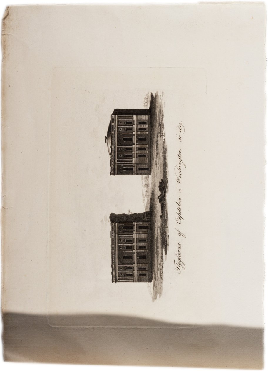 Wings of the Capitol, Washington, vuonna 1819, Yhdysvaltojen atlas, 1824 (akvatinta) tekijältä Axel Leonhard Klinckowström