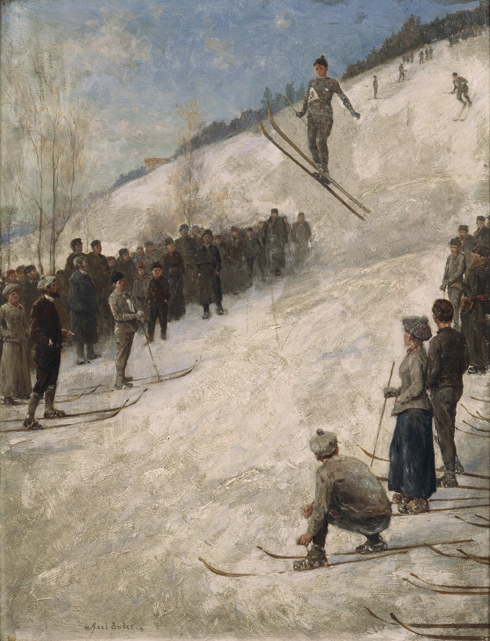Hiihtokilpailut Fjelkenbakkenissa, Asker (öljy kankaalle) tekijältä Axel Hjalmar Ender