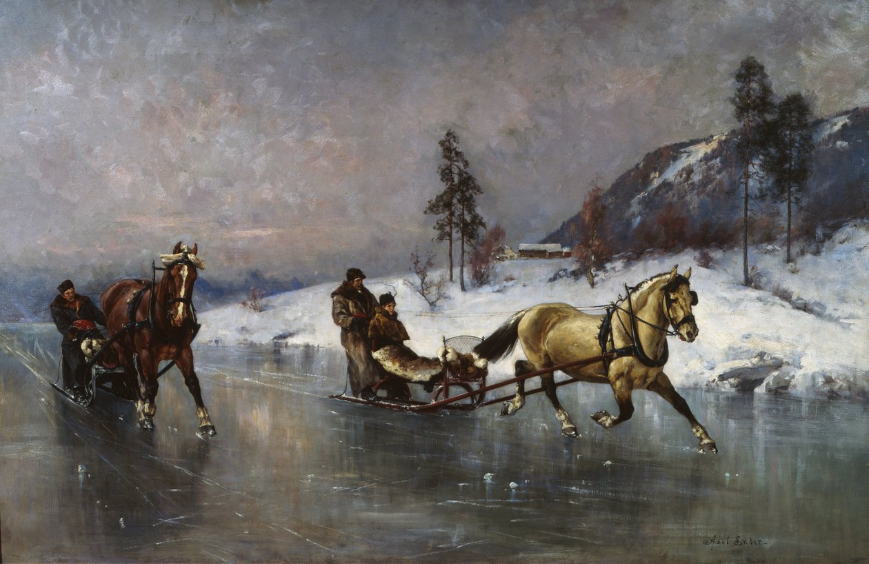 Rekiajelu jäällä (öljy kankaalle) tekijältä Axel Hjalmar Ender