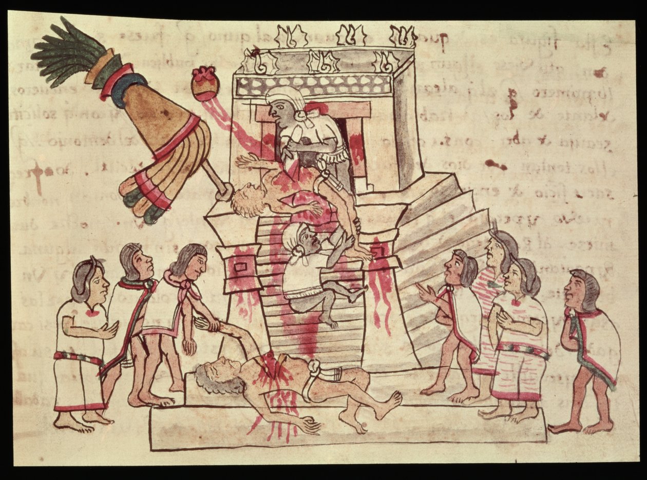B.R. 232 fol.70r Ihmisuhri Codex Magliabechianosta tekijältä Aztec