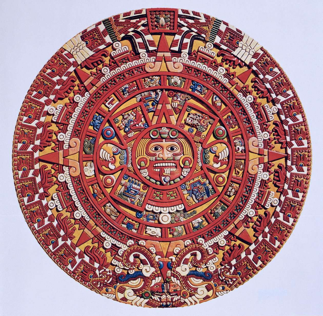 Kuvitteellinen virkistys atsteekkien aurinkokivikalenterista (katso myös 115255), myöhäinen jälkiklassikko (litografia) tekijältä Aztec