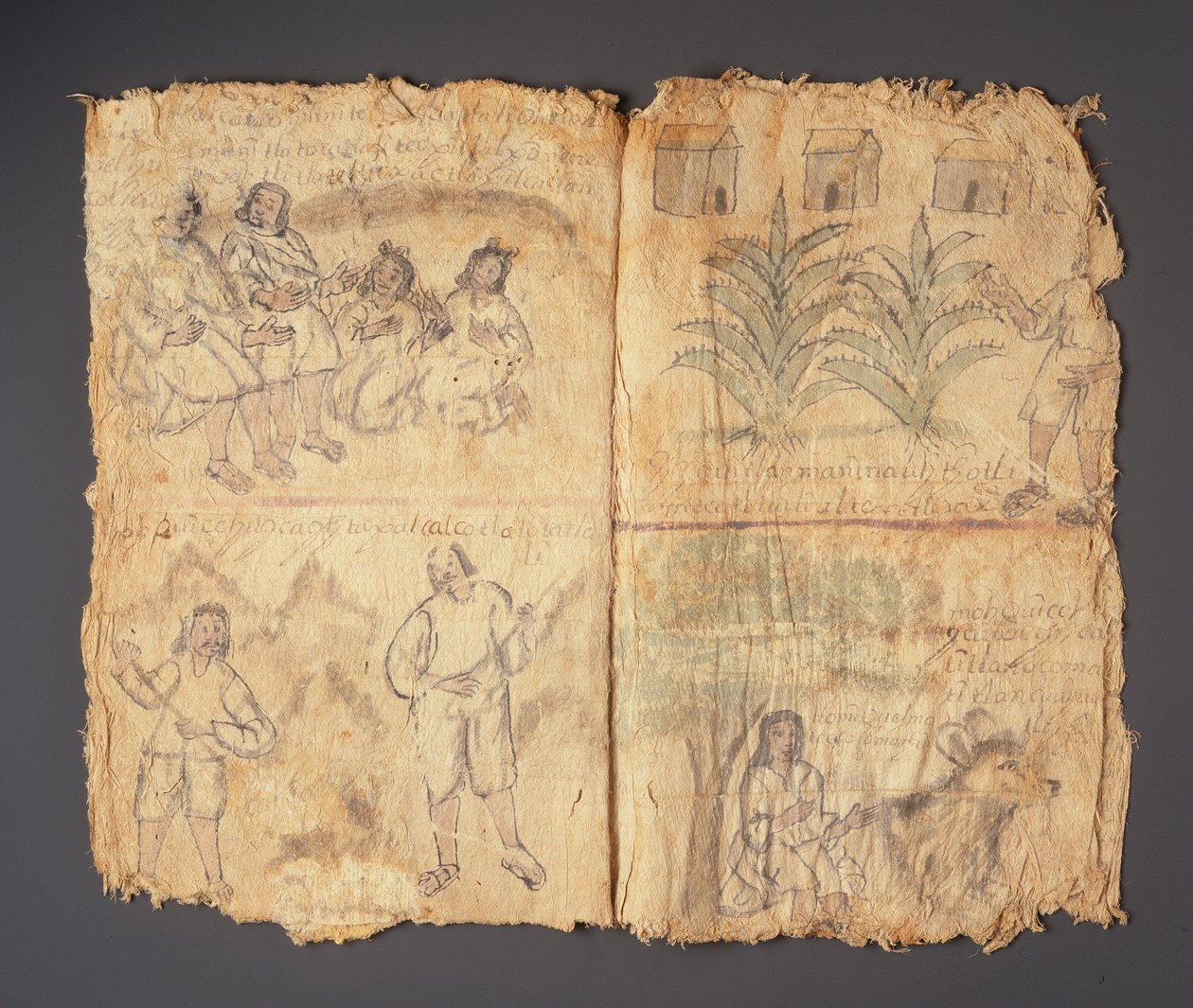 Techialoyan Codex, Coyotepec Coyonazco, Meksiko (pigmentti ja muste paperille) tekijältä Aztec