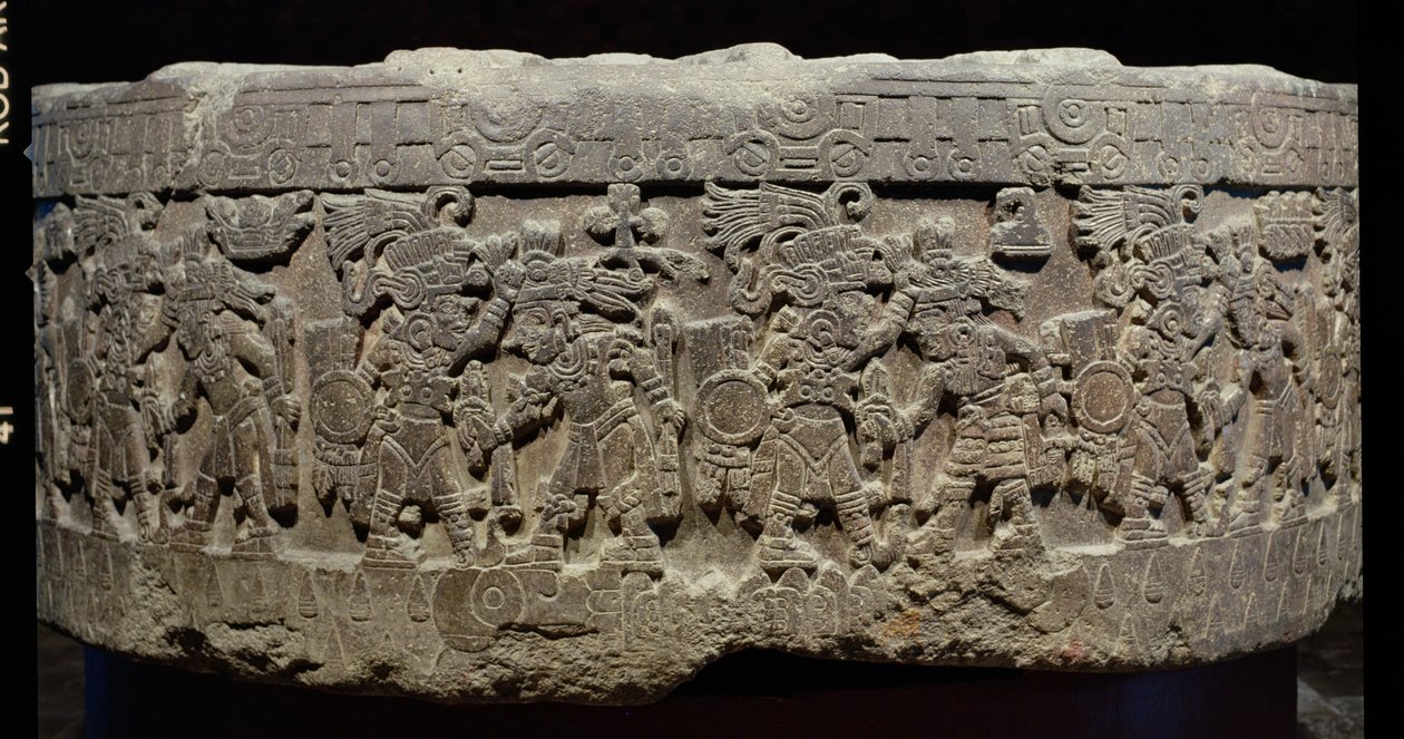 Tizocin kivi (n. 1481-86) tai Temalacatl, 1325-1521 tekijältä Aztec