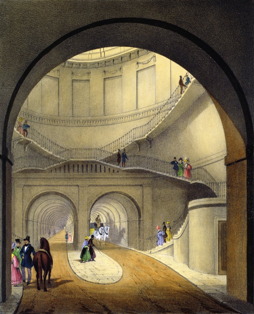 Sisäänkäynti Thames-tunneliin, 1836 tekijältä B. Dixie