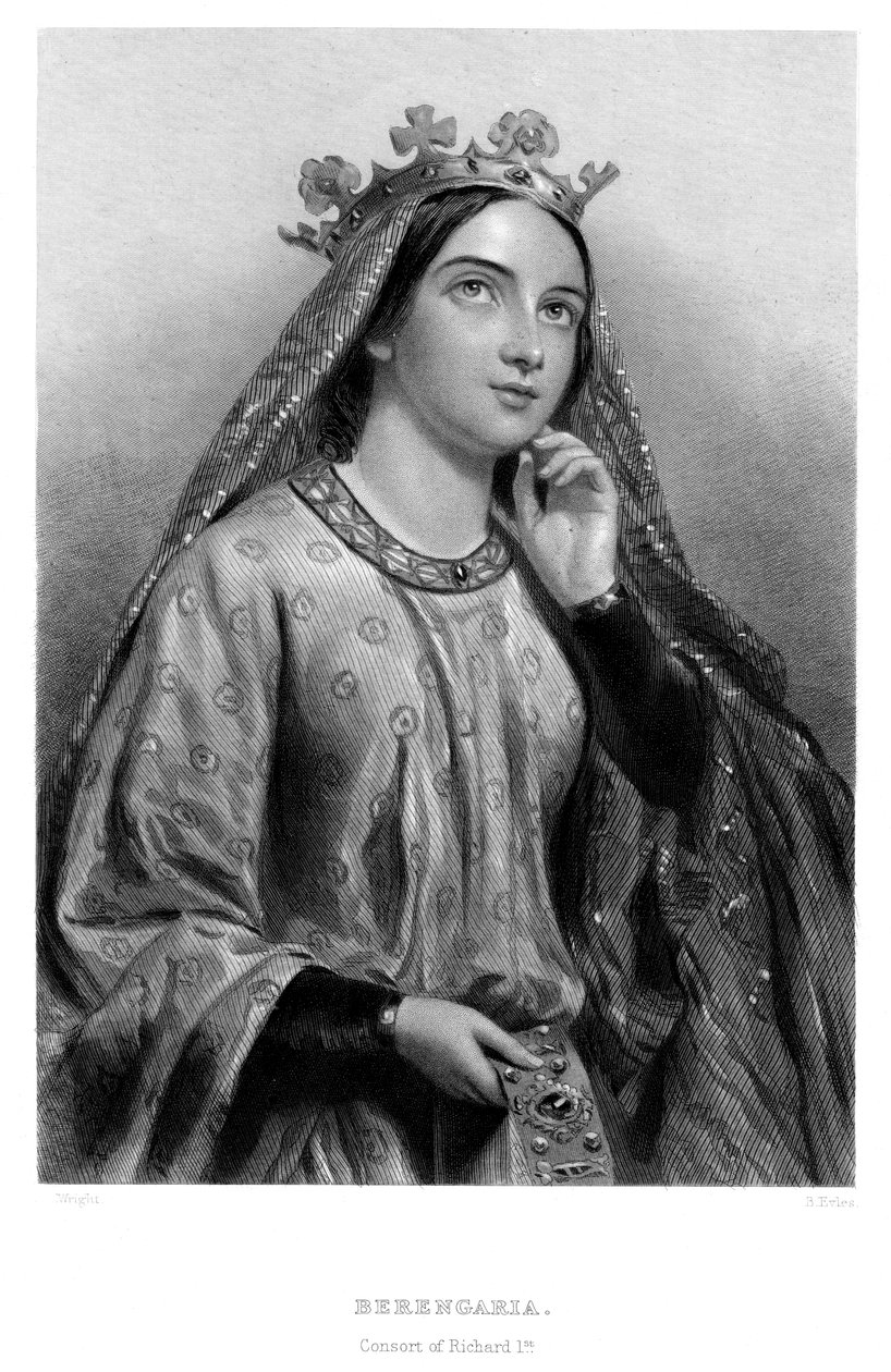Navarran Berengaria c1164-1230, kuningas Richard I:n kuningatar puoliso, 1800-luku. tekijältä B. Eyles