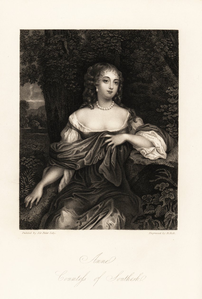 Muotokuva Anne Carnegiesta, Southeskin kreivitär, James Carnegien vaimo, entinen lady Anne Hamilton, joka oli pahamaineinen suhteestaan Yorkin herttuan kanssa, c. tekijältä B. Holl