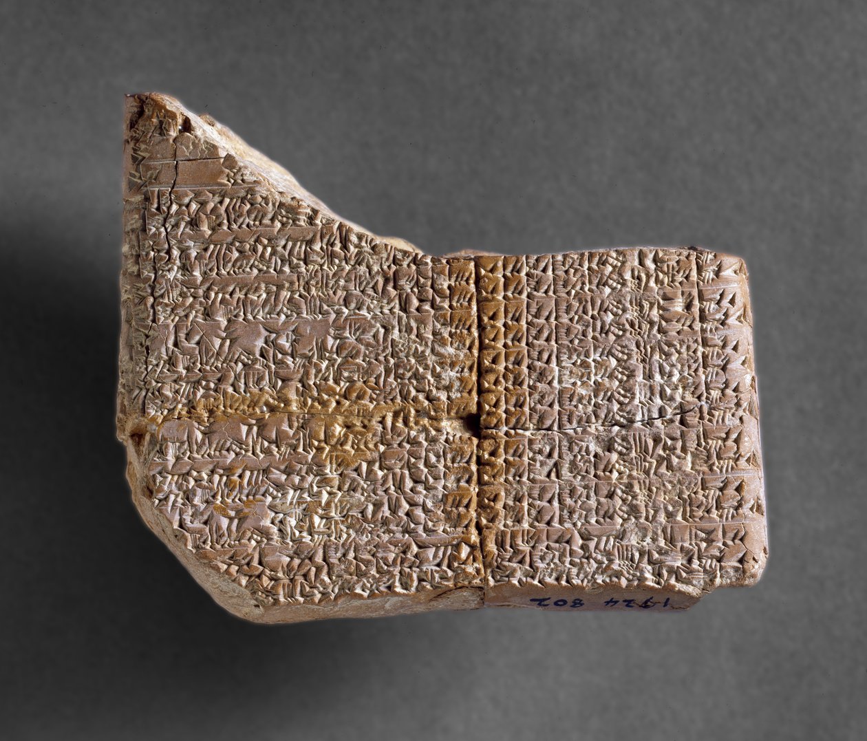 Tähtitieteellinen taulu Kishistä, johon on merkitty Venuksen nousu- ja laskuaikoja Babylonian kuninkaan valtakauden ensimmäisten kuuden vuoden ajalta, 7. vuosisata (veistetty savi). tekijältä Babylonian