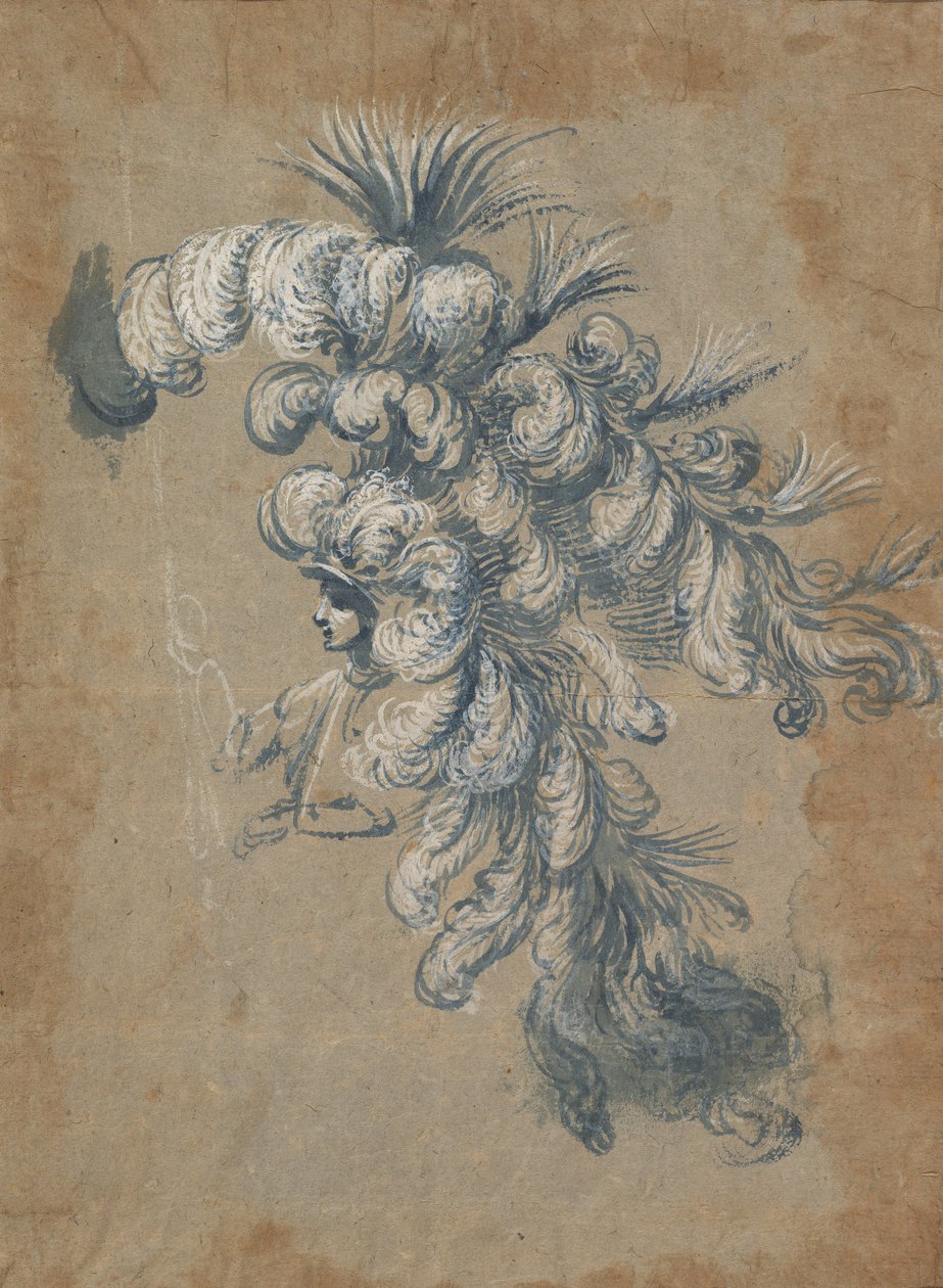 Suunnittelu ylelliseen höyhenpäähineeseen, n. 1620-56. tekijältä Baccio del Bianco