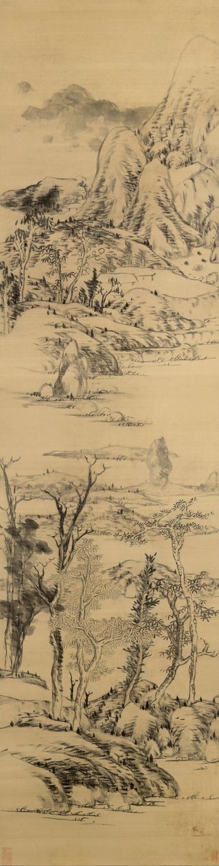 Maisema Wang Mengin tyyliin, (n. 1309-1385) tekijältä Bada Shanren