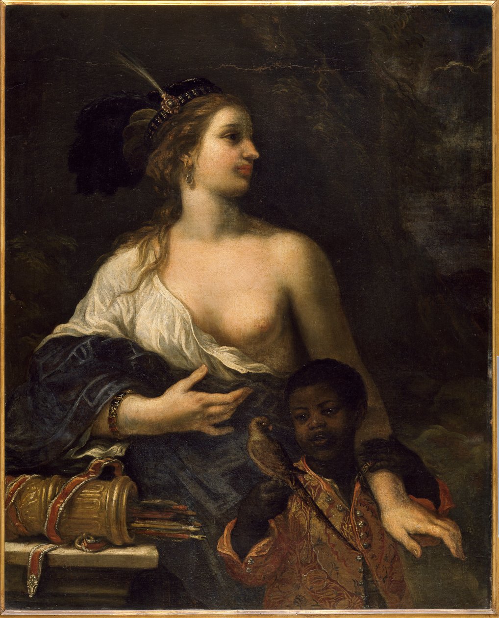 Turkkilainen nainen mustalla lapsella, n. 1650-1670 (öljy kankaalle) tekijältä Baldassare Franceschini