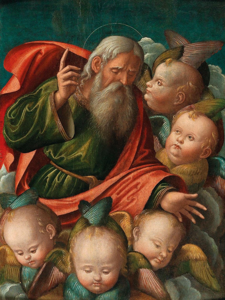 Isä Jumala, enkelien ympäröimä, 1510-luku. tekijältä Baldassarre Carrari the Younger