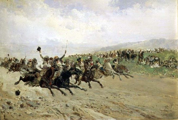 Andalusia: hevoskilpailut messuilla, 1800-luvun loppupuoli tekijältä Baldomero Calopre y Gimenez