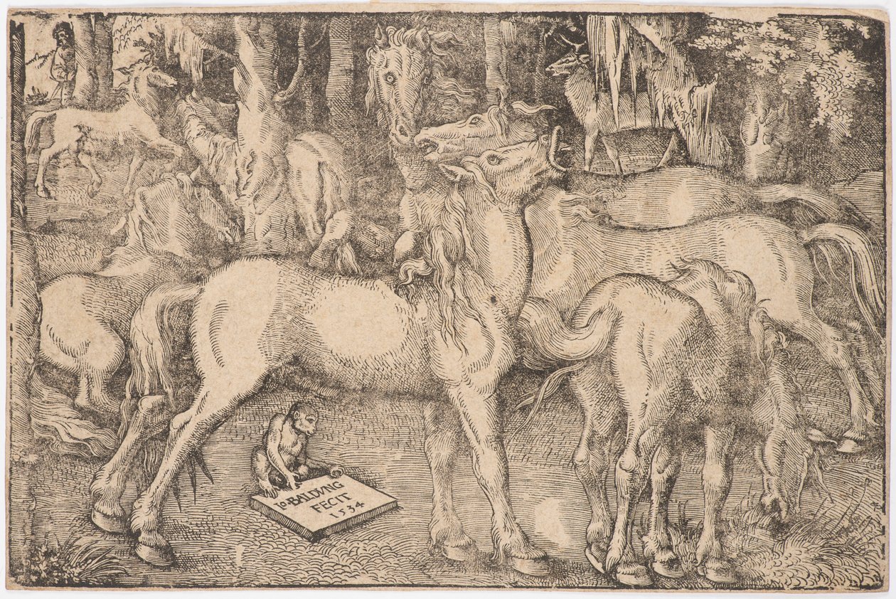 Seitsemän hevosen ryhmä, 1534. tekijältä Baldung