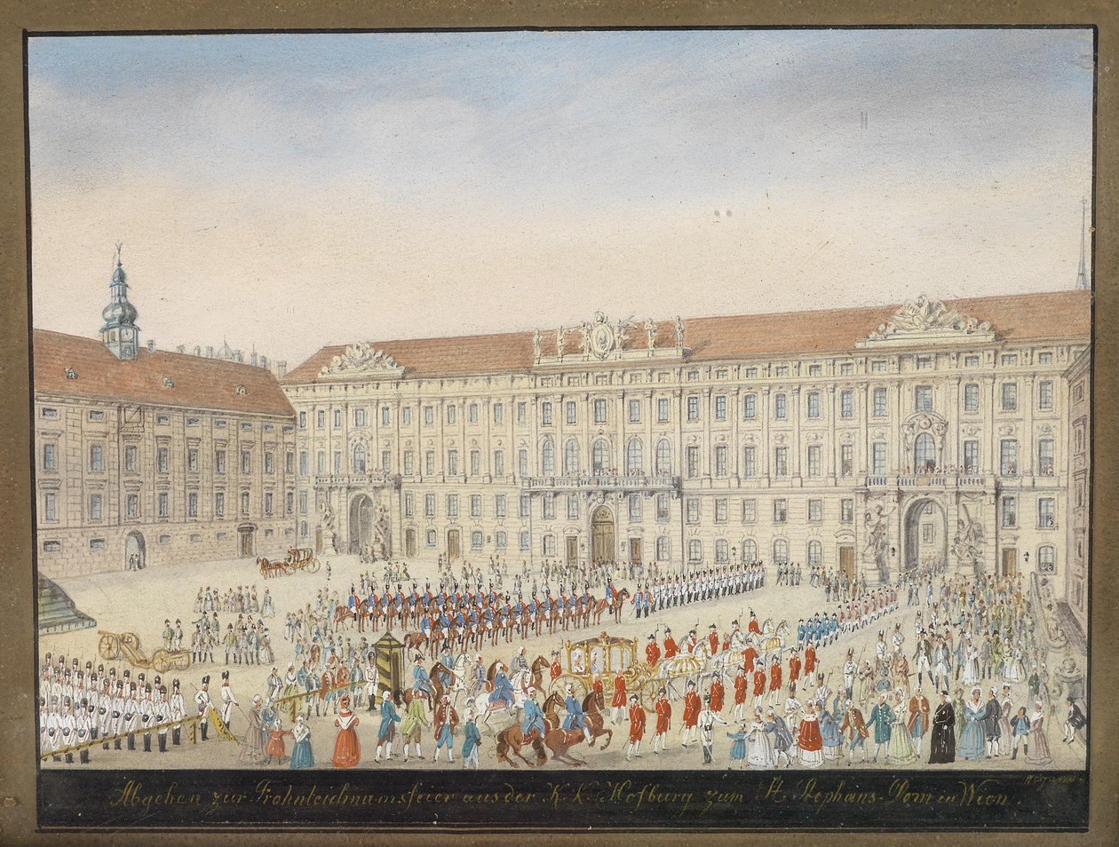 Abgehen zur Fronleichnahmsfeier aus der k. k. Hofburg zum St.Stephansdom Wienissä tekijältä Balthasar Wigand