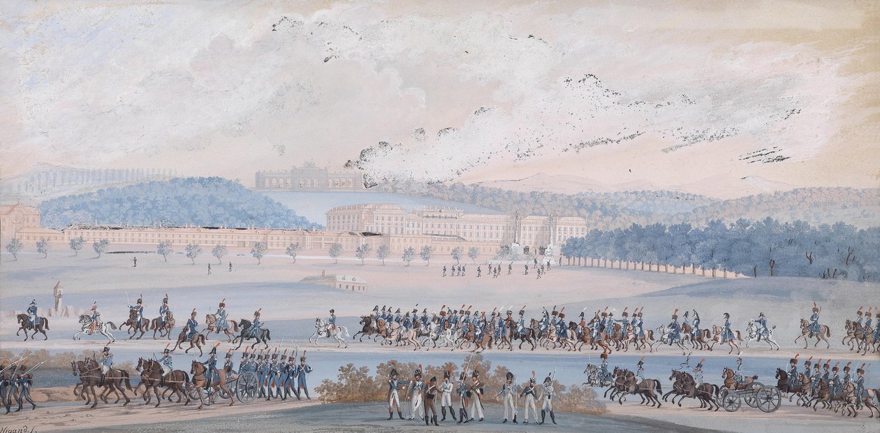 Parade der kaiserlichen Armee vor Schloß Schönbrunn tekijältä Balthasar Wigand