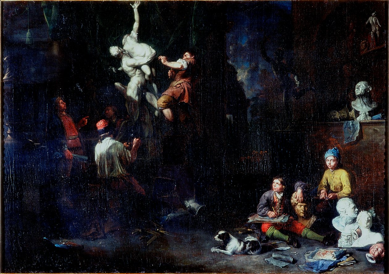 Kuvanveistäjän studio, 1706 tekijältä Balthasar van den Bossche