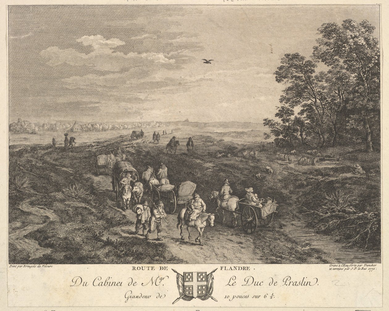 Flanders Road Route de Flandre maalauksen jälkeen Duc de Praslinin kokoelmassa, 1772 tekijältä Balthasar Anton Dunker