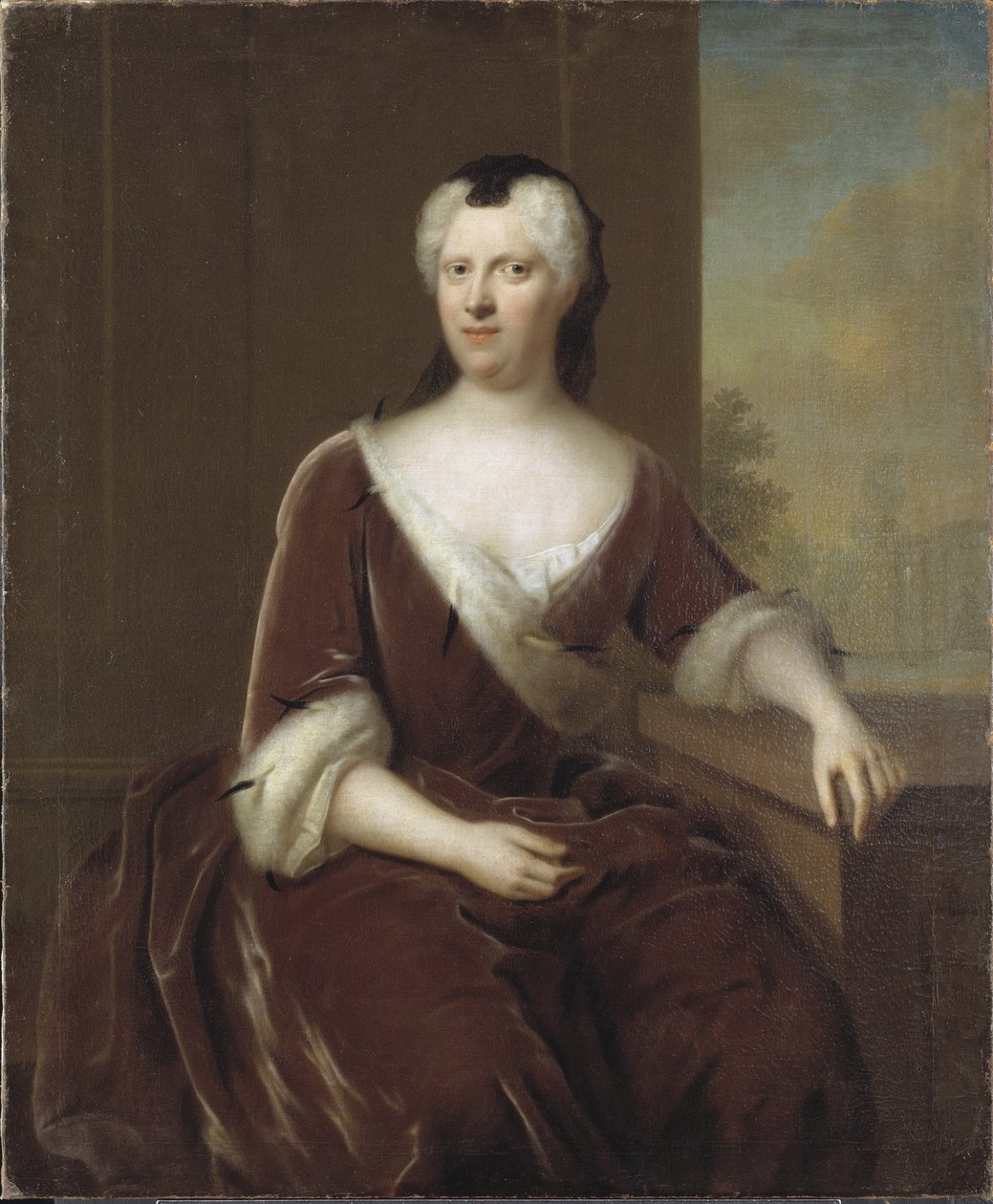 Prinsessa Albertine Frederique de Bade Durlach - Muotokuva Margravie Albertina Fredericasta Baden-Durlachista (1682-1755), kirjoittanut Denner, Balthasar (1685-1749). Öljy kankaalle. Mitat: 124x102 cm. Tukholman kansallismuseo tekijältä Balthasar Denner