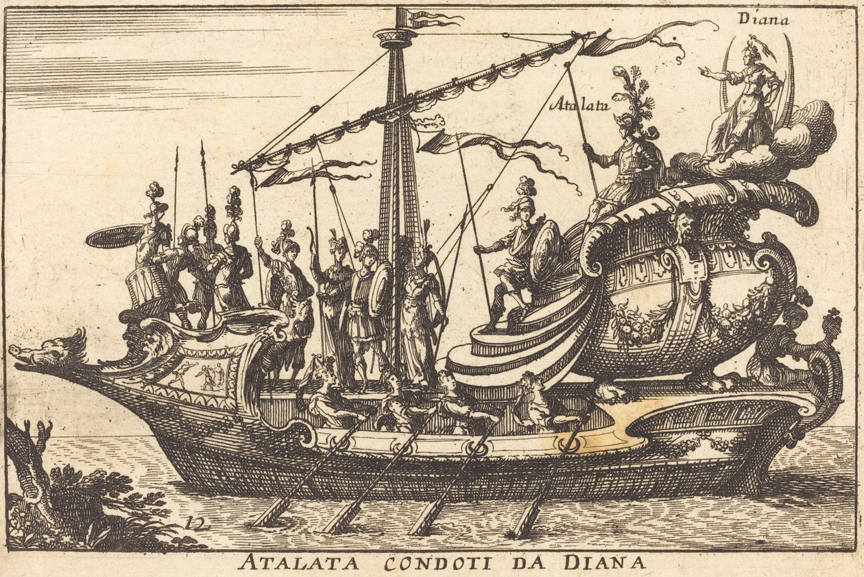 Dianan johtama Atalanta tekijältä Balthasar Moncornet after Remigio Cantagallina