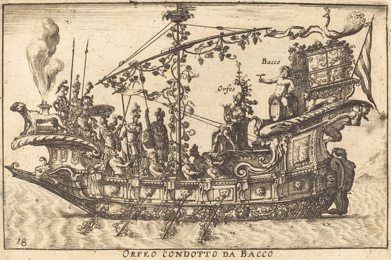 Orpheus johti Bacchus tekijältä Balthasar Moncornet after Remigio Cantagallina