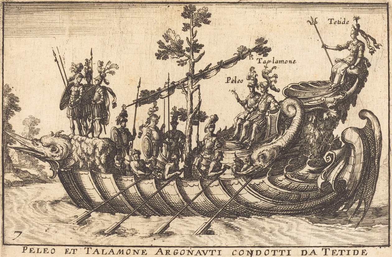 Tethysin johtamat Peleus ja Talamone Argonautit tekijältä Balthasar Moncornet after Remigio Cantagallina