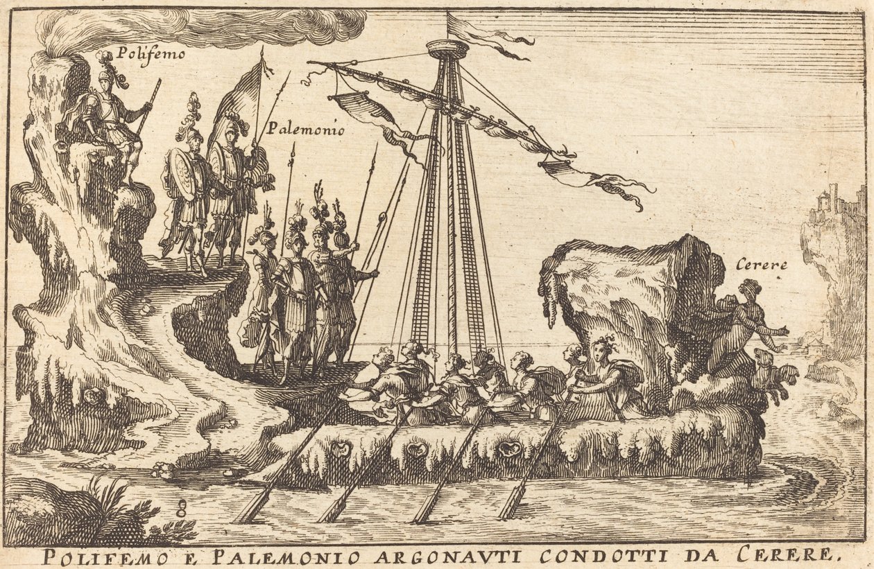 Polyphemus ja Palemonio Argonauti johti Ceres tekijältä Balthasar Moncornet after Remigio Cantagallina