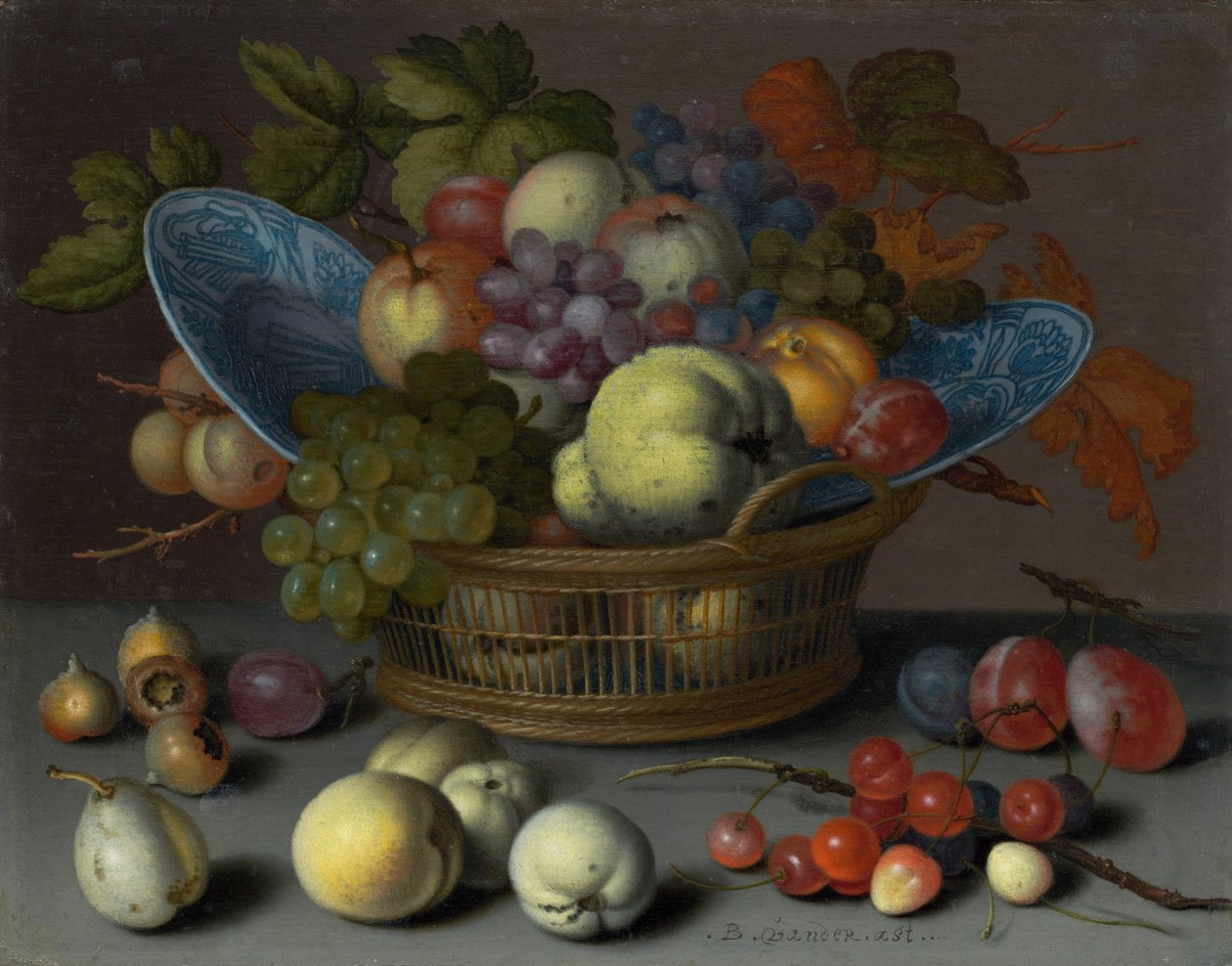 Hedelmäkori, noin 1622 (öljy paneelille). tekijältä Balthasar van der Ast