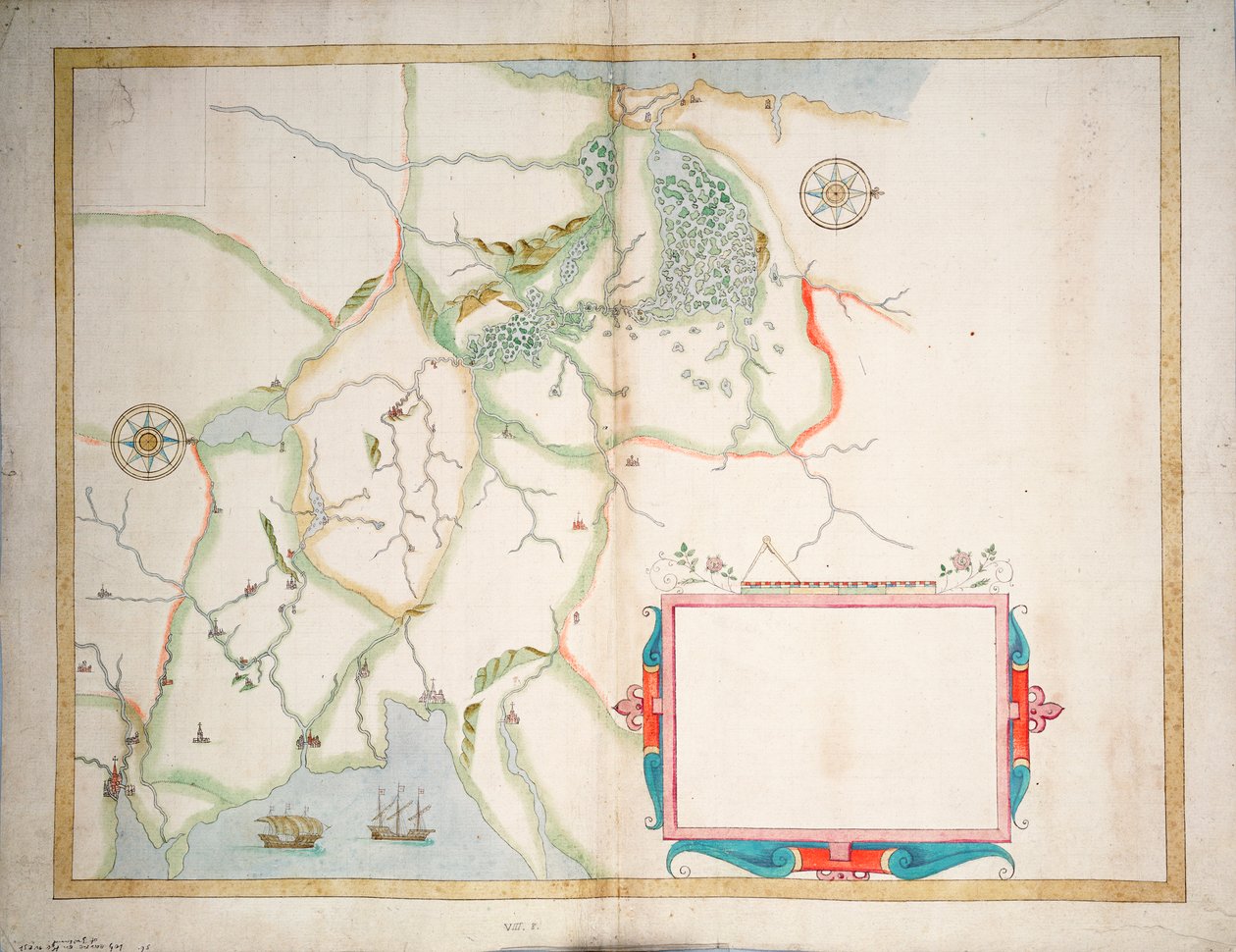 Keski-Irlanti, Dublinista Sligoon, noin 1600 (pellavalle laskettu). tekijältä Baptista Boazio