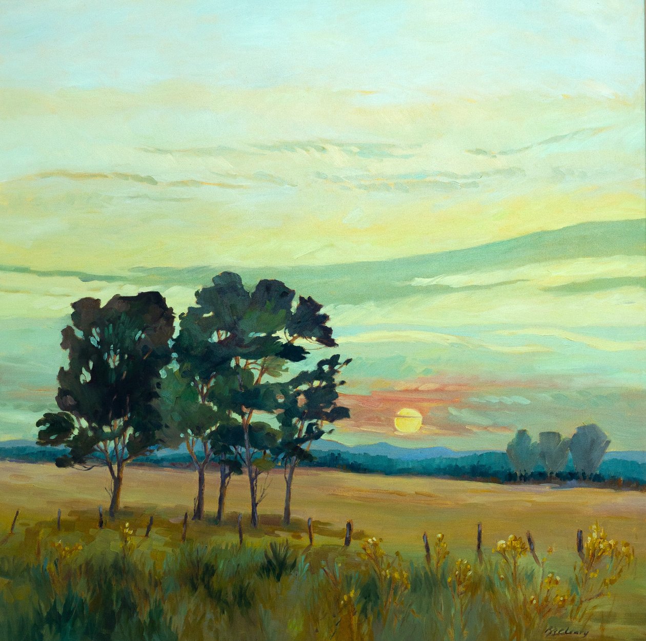 Auringonnousu, 2007 (öljy kankaalle) tekijältä Barbara Cleary