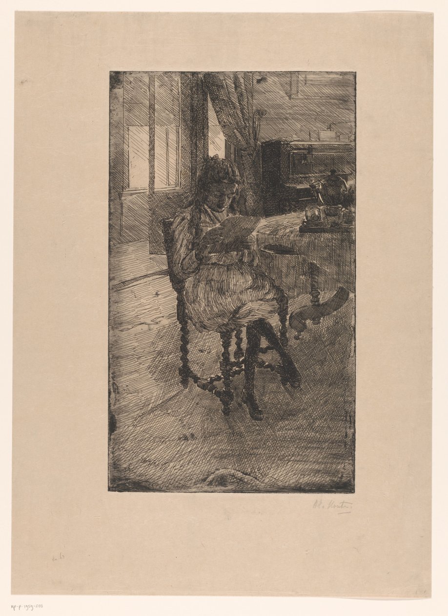 Nuori nainen lukee tekijältä Barbara Elisabeth van Houten (signed by artist)