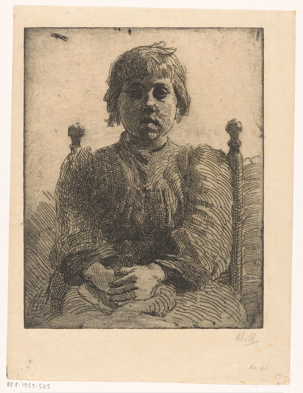 Tuntemattoman tytön muotokuva tekijältä Barbara Elisabeth van Houten (signed by artist)