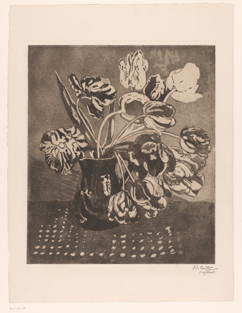 Tulipes en un acabat de càntir tekijältä Barbara Elisabeth van Houten (signed by artist)
