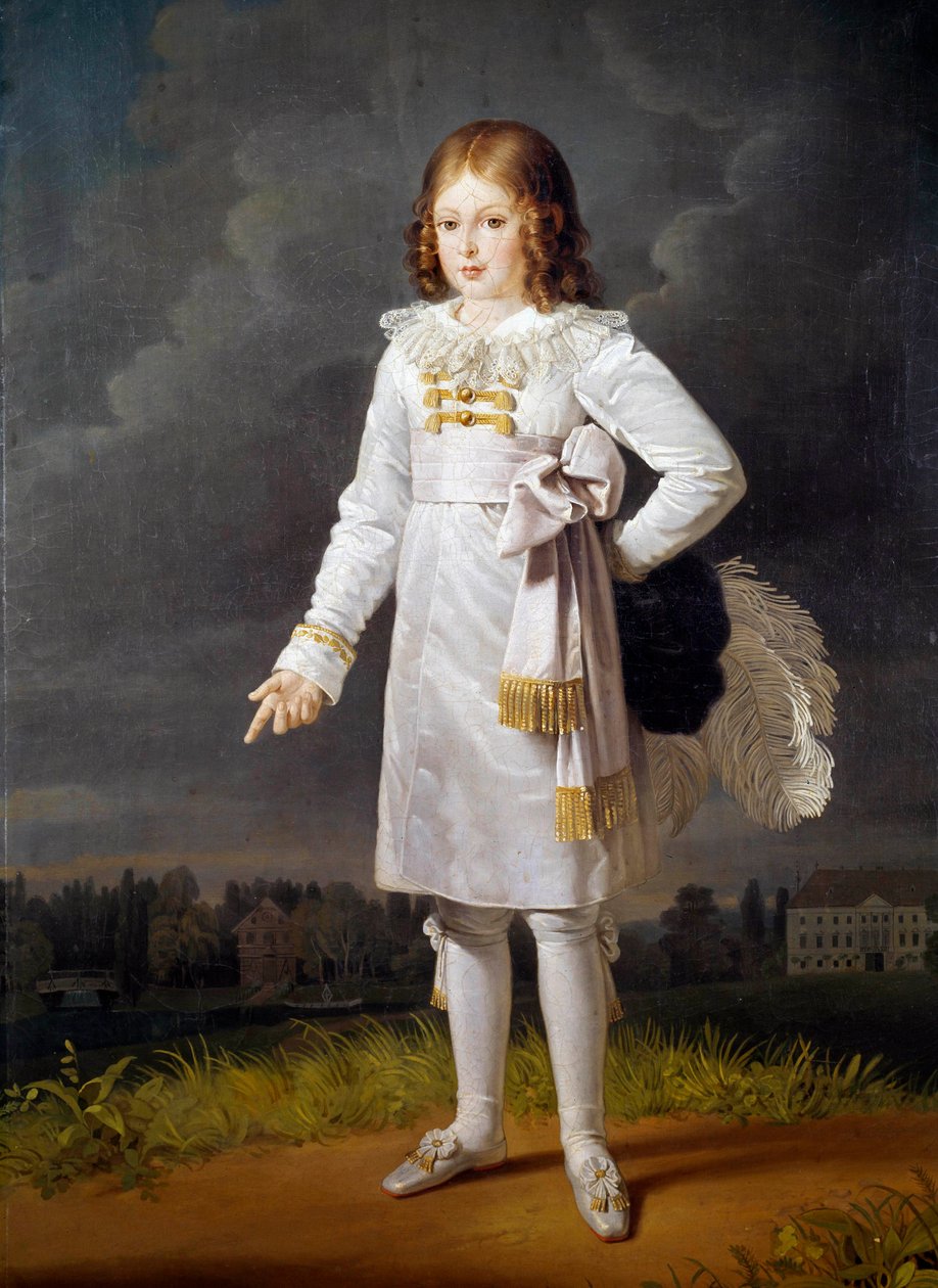 Muotokuva Frederic Napoleonin jalassa, prinssi Bacciochi (1814-1833) Barbara Kraftin (1764-1825) maalaus 1819 Su. 1,7x1,05 m tekijältä Barbara Krafft