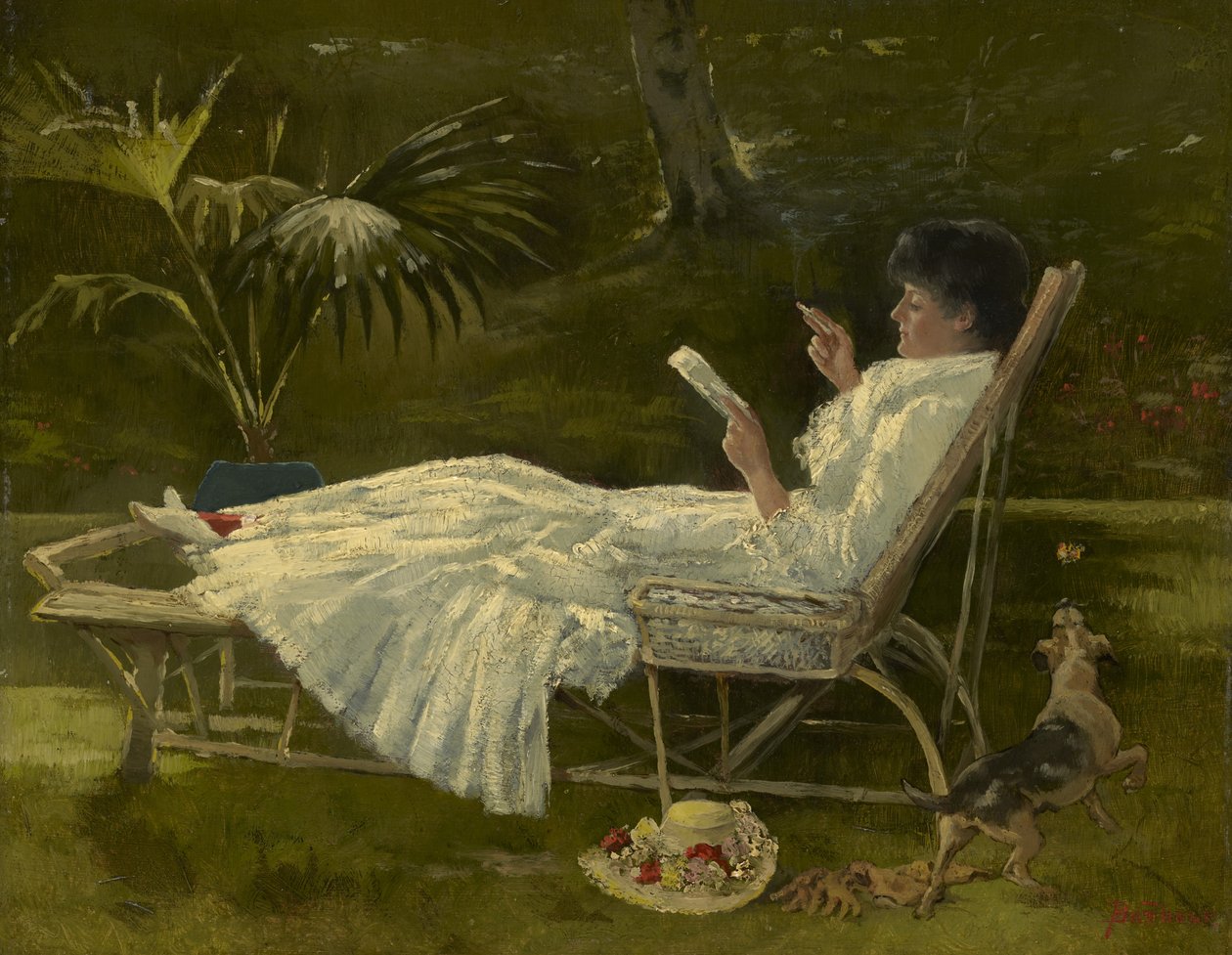 Woman Reading, n. 1910 tekijältä Barbour