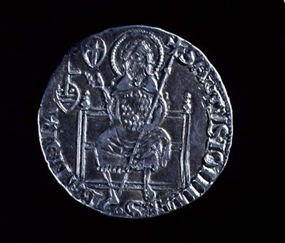 Kääntöpuoli suuresta guelfista, joka kuvaa Pyhää Johannes Kastajaa, lyöty 1376 (hopea) (kuosi 119193) tekijältä Barduccio di Chierichino